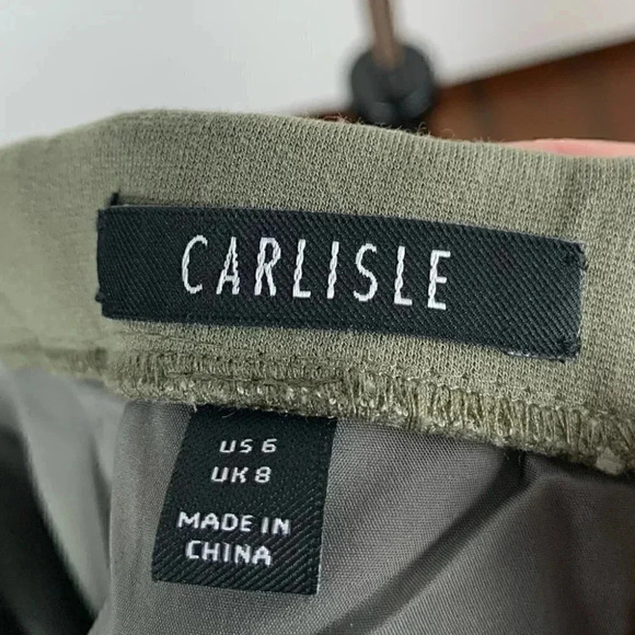 Carlisle womens skirt size 6 army green studded zippered pencil - Picture 9 of 12